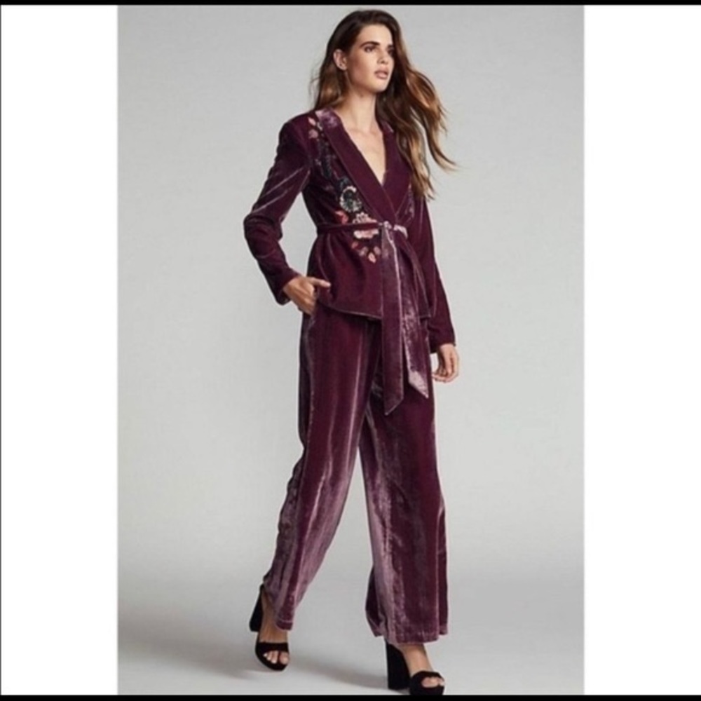Free People Perfect Illusion Velvet Suit Set Plum